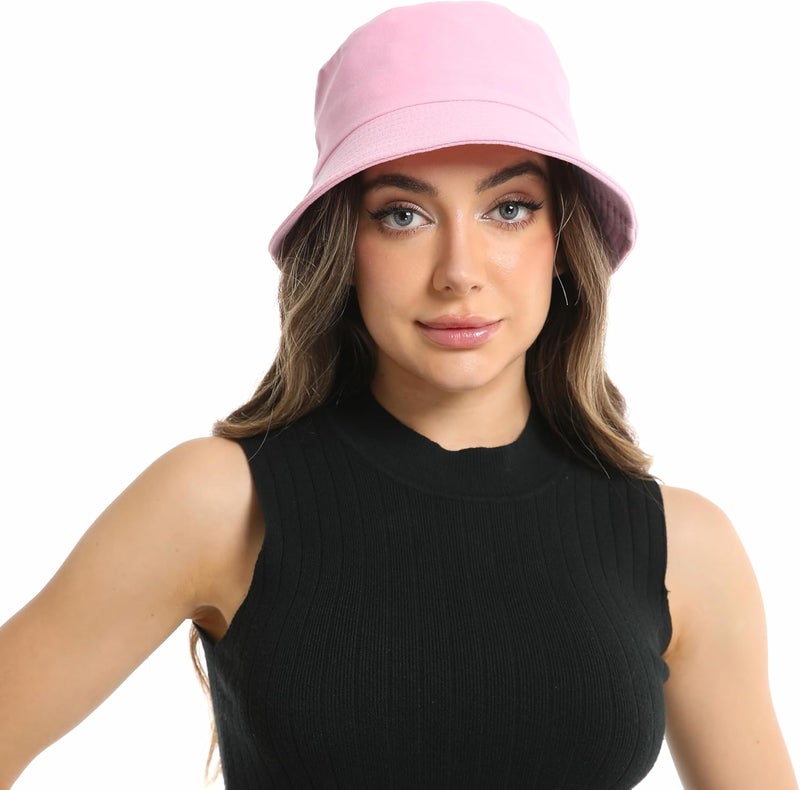 Wheebo Solid Color Bucket Hat for Women Summer Beach Fishmen Hat for Lady Adult Unisex Cotton Cap…… - Image 2